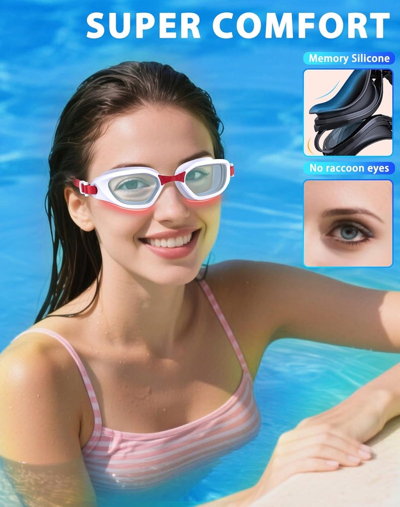 Vegemono Swim Goggles, Unisex Adult Swimming Goggles Anti Fog Anti UV No Leakage Wide View for Men Women Youth - Image 4